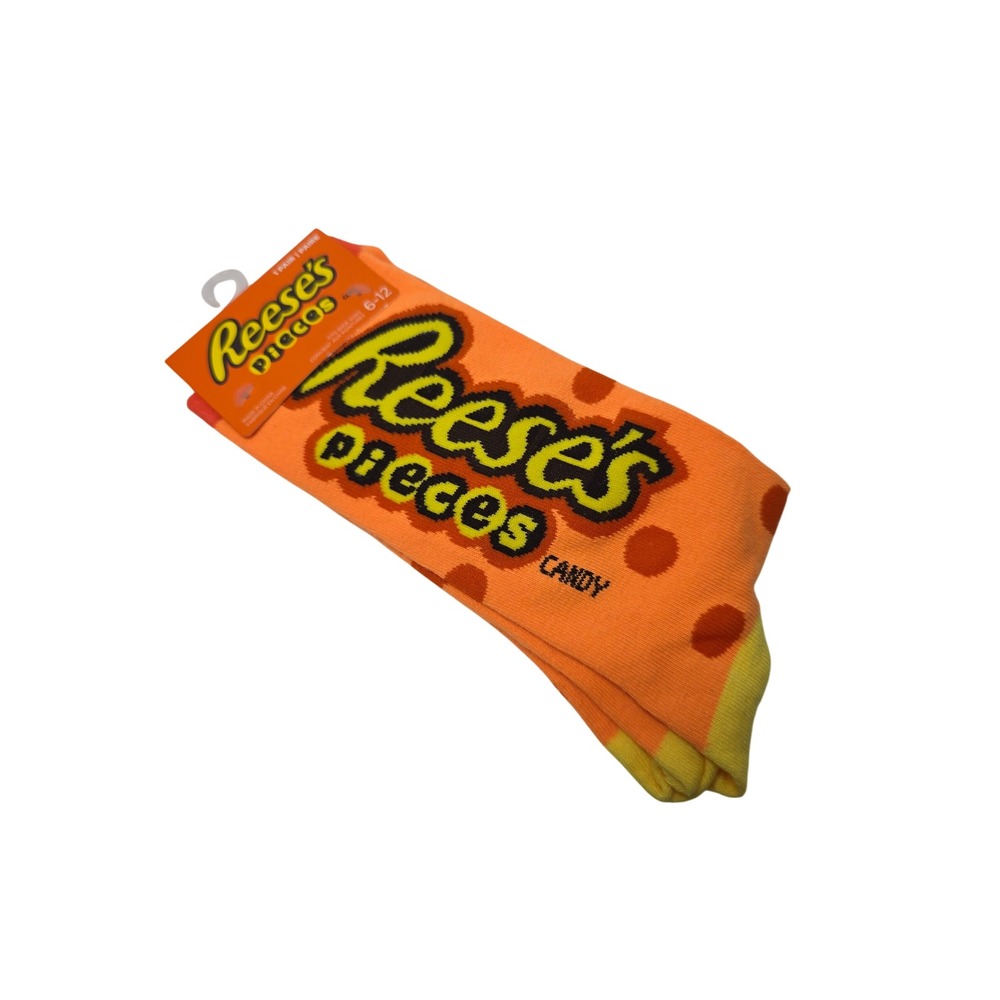 NWT Hershey Reeses Pieces Candy Orange Polka Dot Crew Socks Shoe Size 6-12 NWT